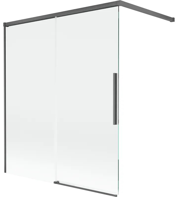 Mexen Rox, 2-krídlová posuvná vaňová zástena 140 x 150 cm, 8mm číre sklo, brúsený grafit profil, 8C9-140-003-66-00