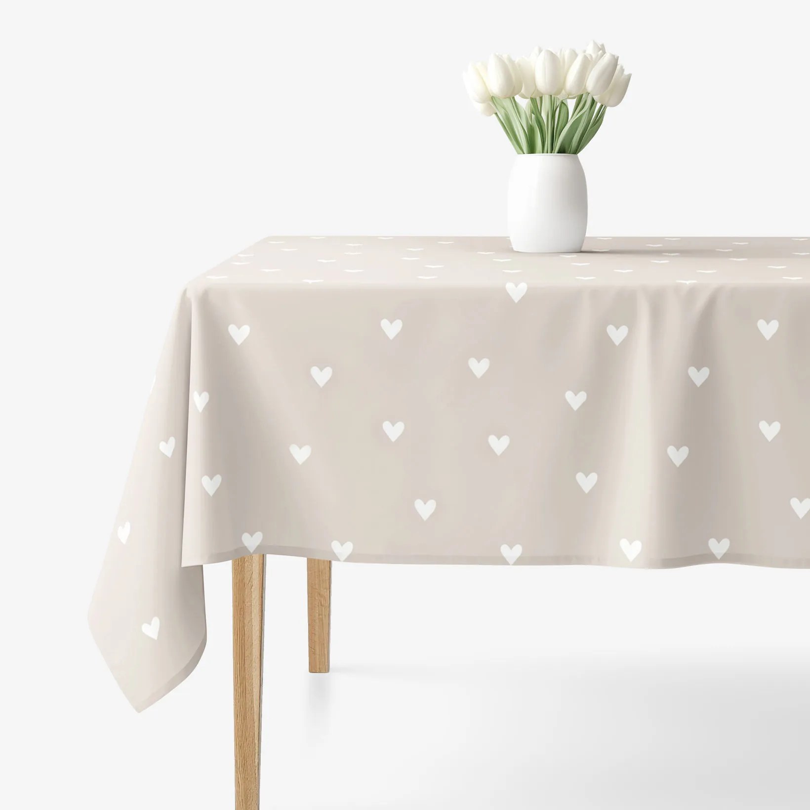 Goldea hranatý obrus 100% bavlnené plátno - srdiečka na latte 100 x 140 cm