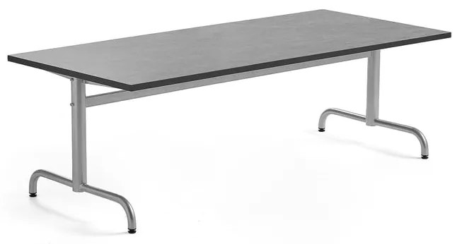 Stôl PLURAL, 1800x800x600 mm, linoleum - tmavošedá, strieborná