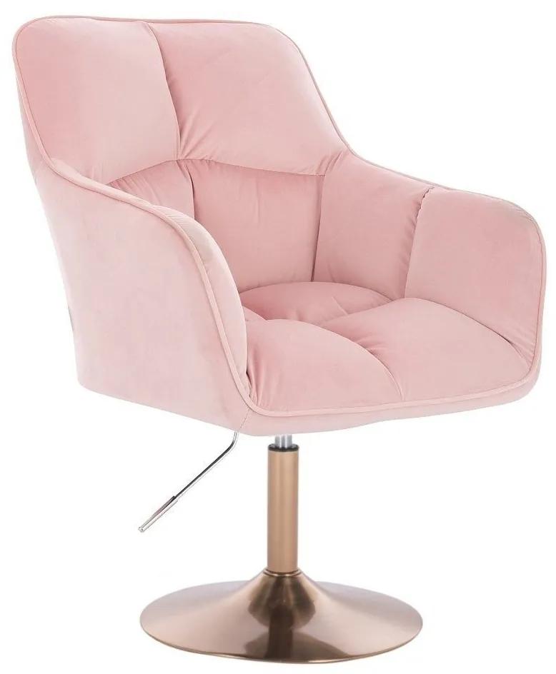 LuxuryForm DESIGN Kreslo AMALFI VELUR na zlatom tanieri - ružové