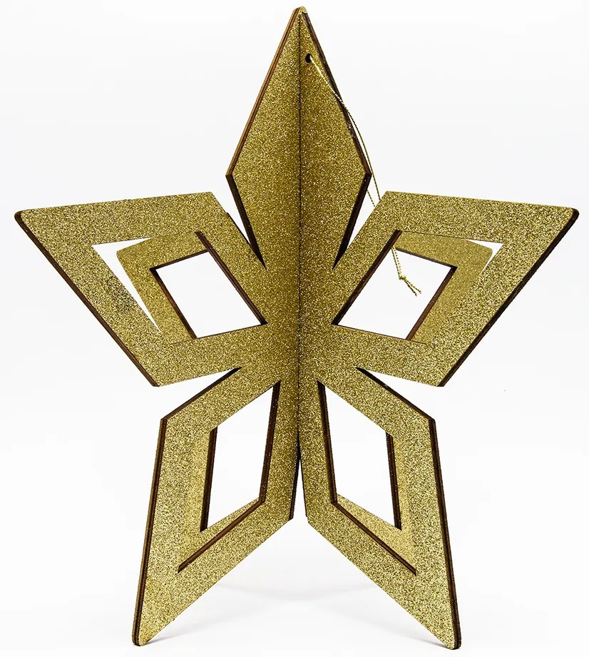 DECOLED Zlatá hviezda, 3D, 30 cm