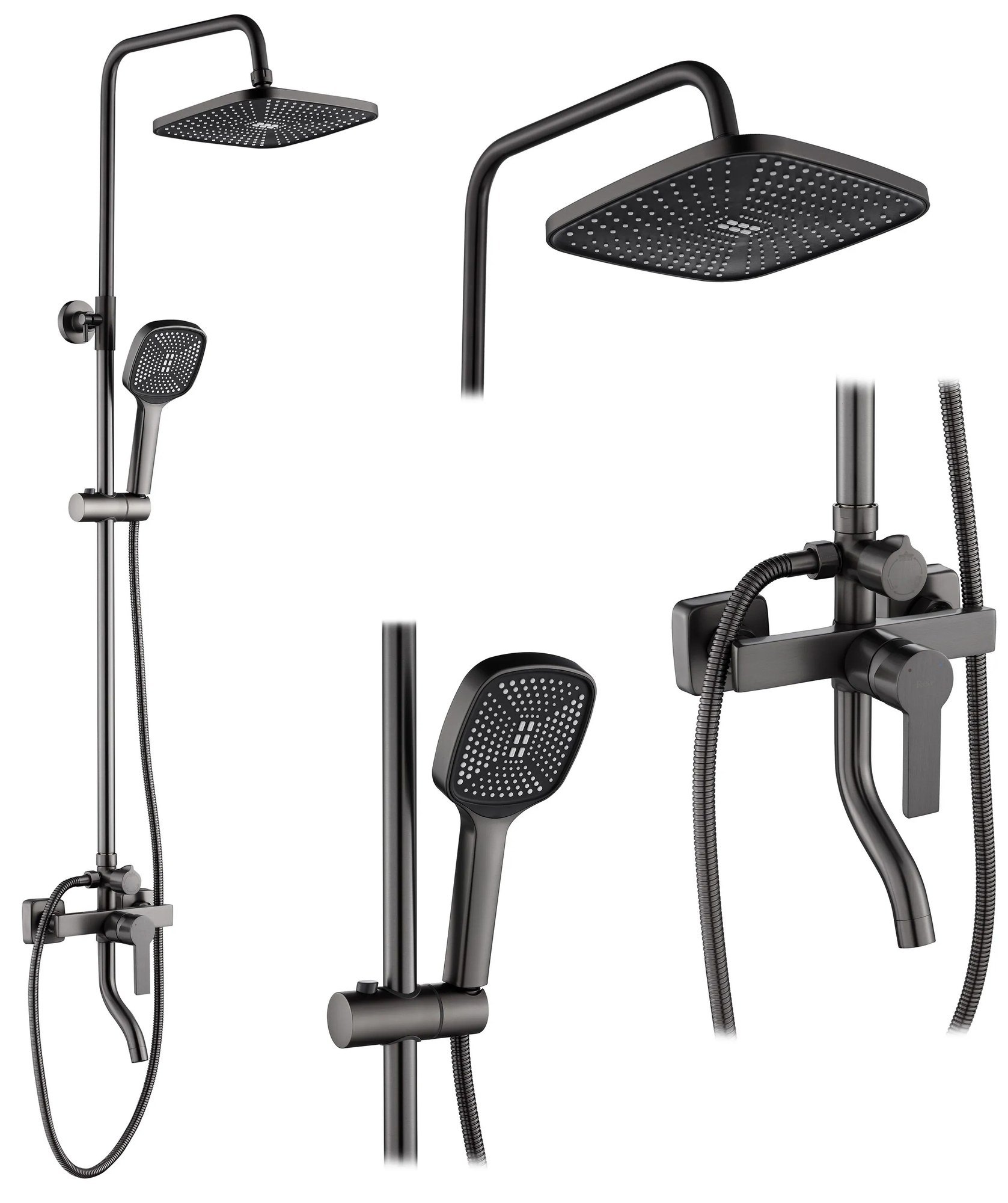 Rea Argus, sprchový set s vaňovou výlevkou, grafitová, REA-P6535