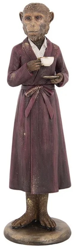 Dekorácia figúrka opice v plášti so šálkou v ruke - 9*8*28 cm