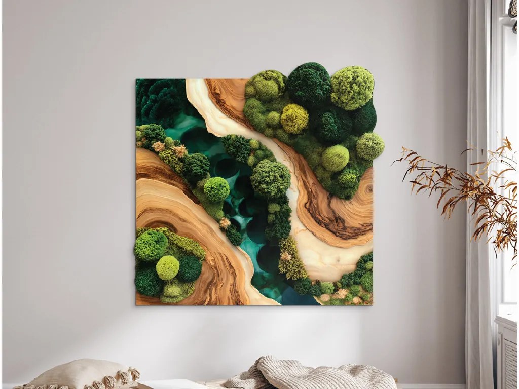 drevko | Dekoračný machový obraz Krajina (UV tlač) 43 x 45 cm