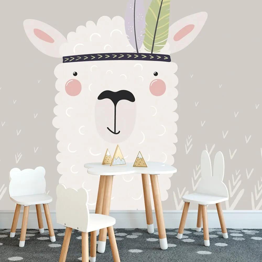 Samolepiaca tapeta indiánska lama s pierkami