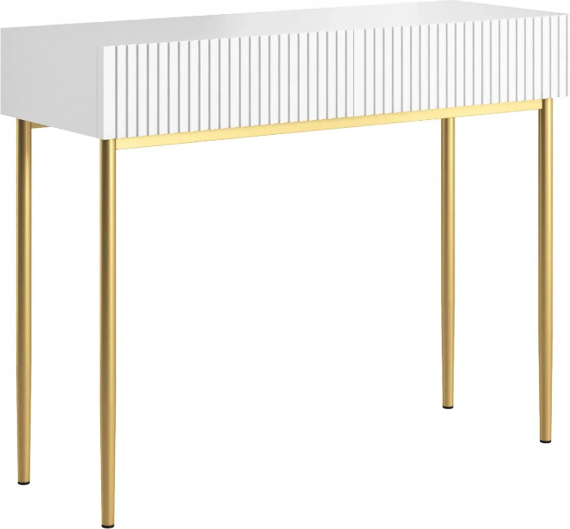 Toaletný stolík Nicole 100 cm so zásuvkami - biely mat / zlaté nohy