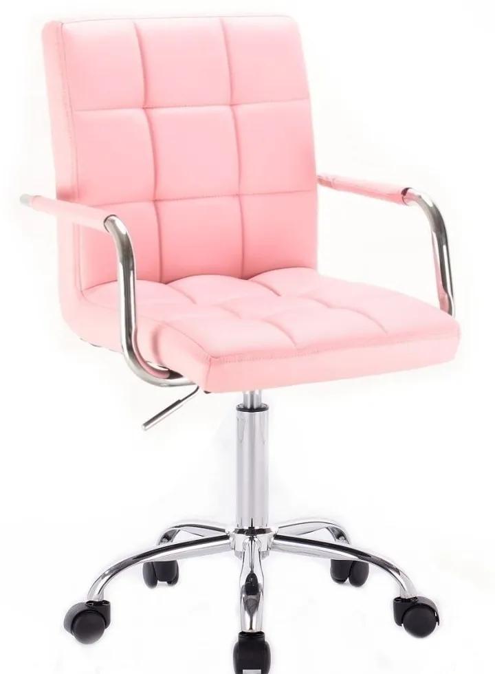 LuxuryForm DESIGN Stolička VERONA na striebornej podstave s kolieskami - ružová