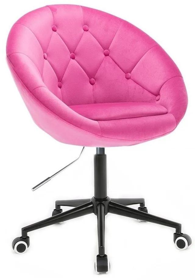 LuxuryForm DESIGN Kreslo VERA VELUR na čiernej podstave s kolieskami - tmavo ružové