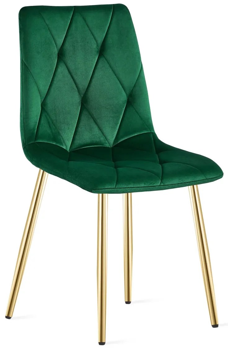 Zelená zamatová jedálenská stolička LIBRA so zlatými nohami