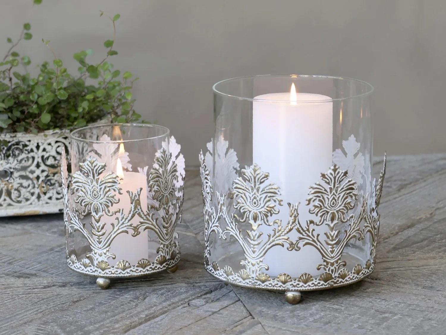 Bronzový antik svietnik na širokú sviečku Franié - Ø 15*17cm