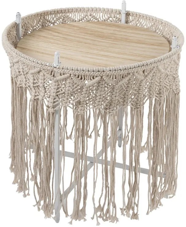 Kovový odkladací Boho stolík Macrame - Ø 43 * 45cm