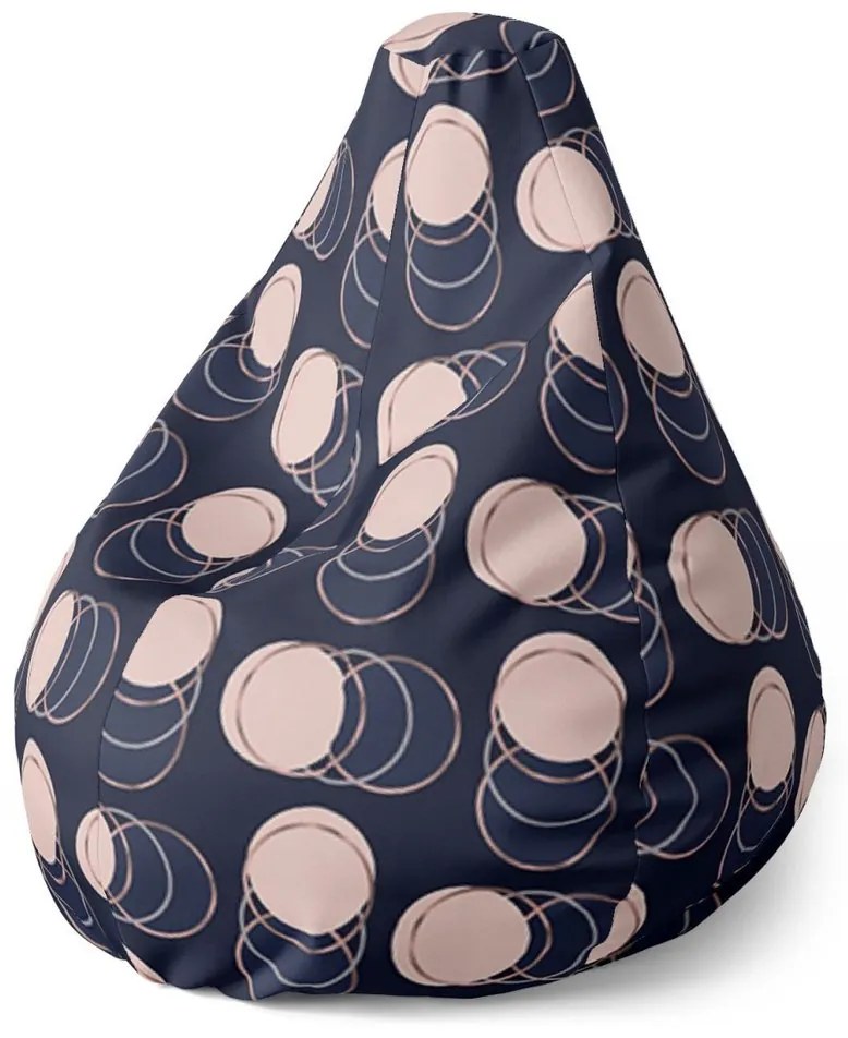 Sedací vak Pear kruhy a bodky - detský, béžová / čierna