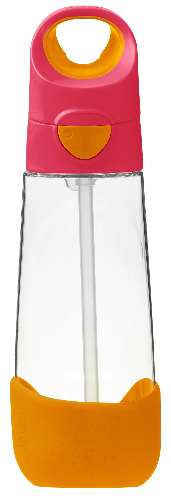 Fľaša na pitie so slamkou 600 ml - ružová/oranžová