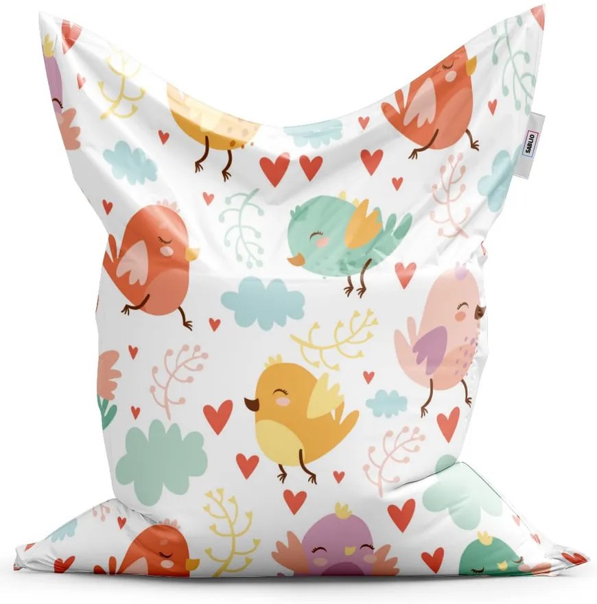 Sedací vak Classic oblak s vtáčikmi - detský, farebná