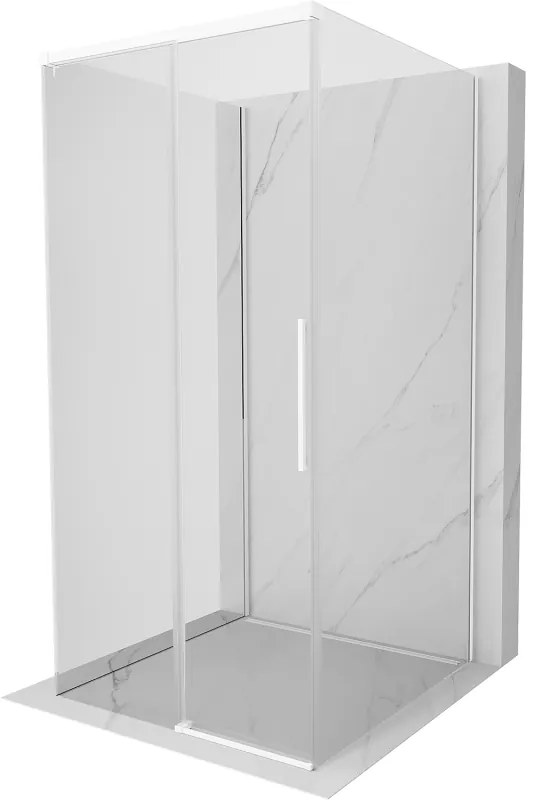 Mexen Rox-3S, 3-stenný sprchový kút 100 x 100 cm, 8mm číre sklo, biely profil, 8C2-100-100-20-00-3S