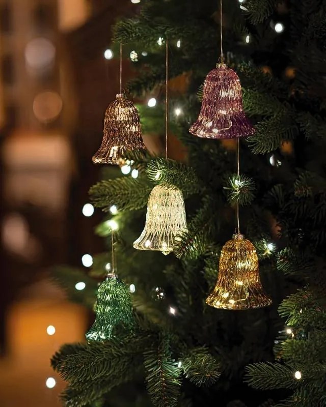 SIRIUS LED skleněný zvonek, zlatý, 9 cm