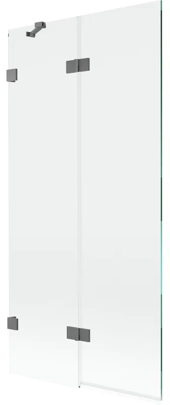 Mexen Lunar, 2-krídlová vaňová zástena ľavá 90 x 150 cm, číre sklo, grafitová, 897-090-100-95-00-L