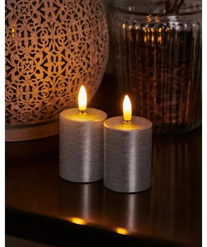 SIRIUS Sviečka Sille mini, sada 2 ks, strieborná