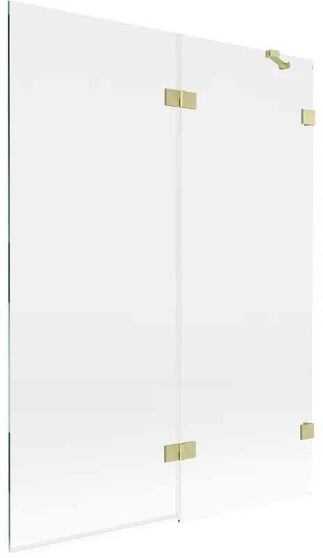 Mexen Lunar, 2-krídlová vaňová zástena pravá 130 x 150 cm, číre sklo, zlatá matná, 897-130-100-55-00-P