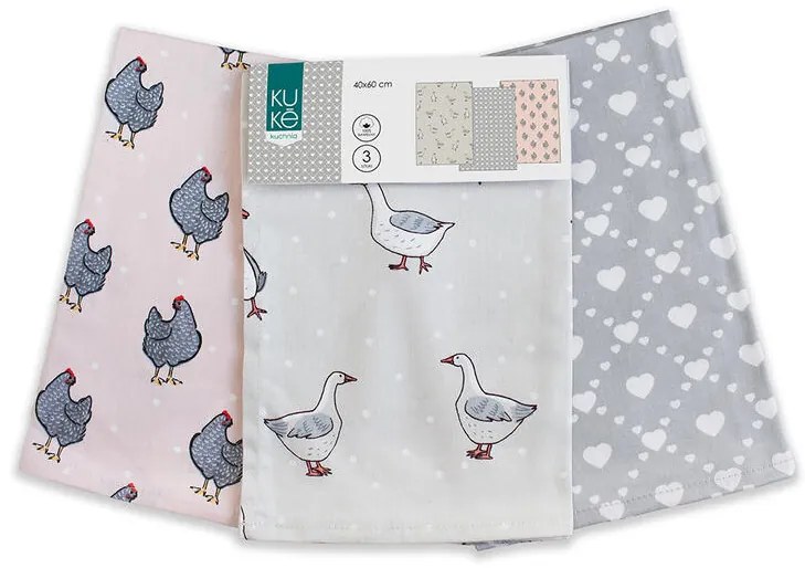 Bavlnené utierky VTÁCTVO 40 x 60 cm 3 ks