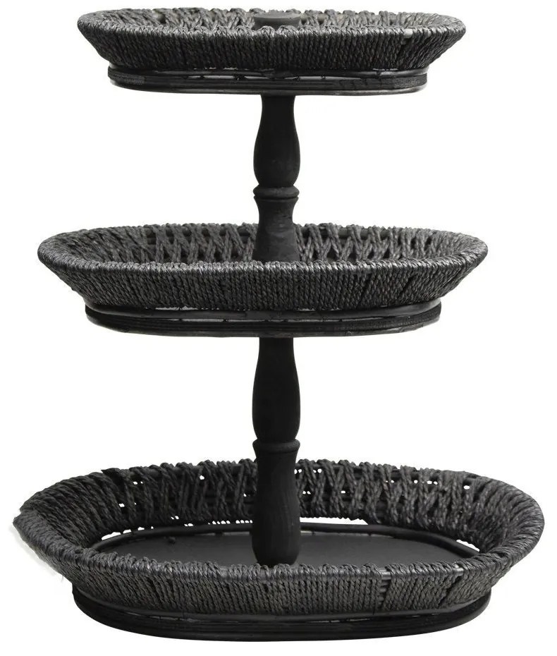 Čierny drevený oválny podnos Bulli - 48 * 38 * 56cm Čierny drevený oválny podnos Bulli - 48 * 38 * 56cm