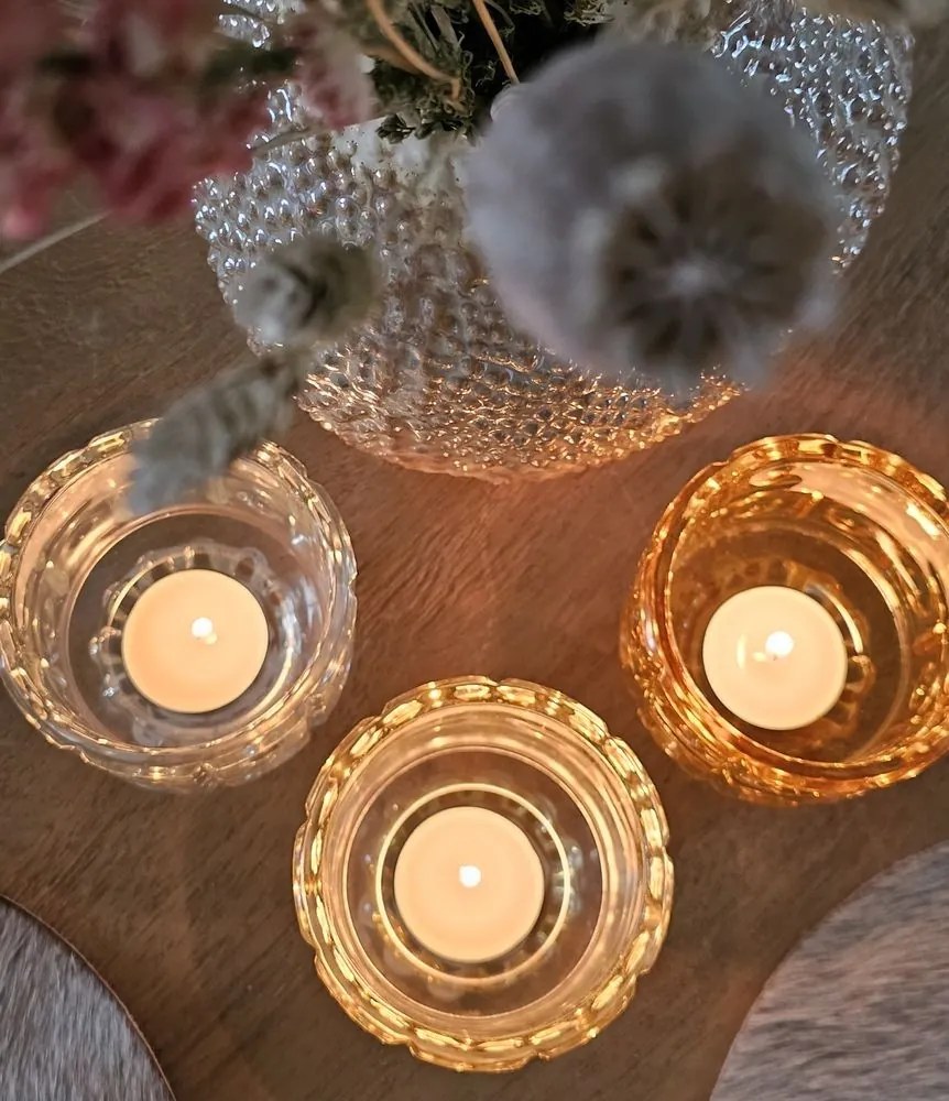 Taupe sklenený svietnik Palet taupe - Ø 8*8,5 cm