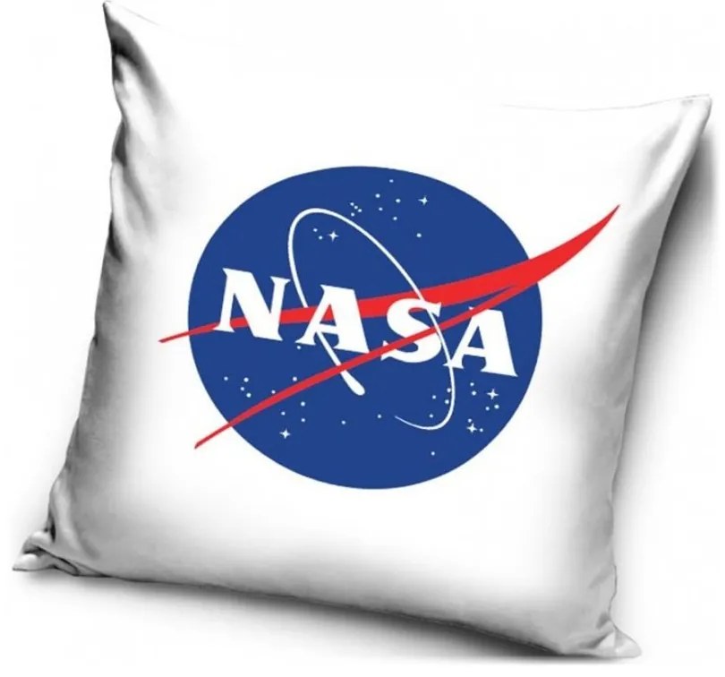 Vankúš NASA s logom Americkej vládnej agentúry pre pre letectvo a kozmonautiku - biely - 40 x 40 cm