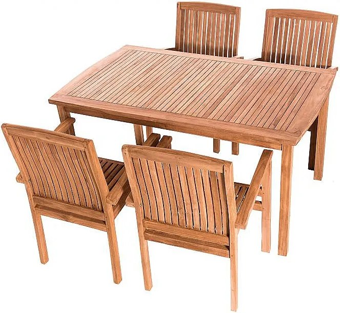 DEOKORK Záhradná teaková zostava HARMONY 1+4