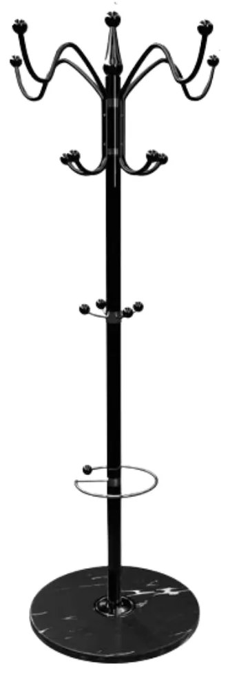 Casaria Stojanový vešiak TENZY s mramorovým podstavcom, 37x173cm, čierna