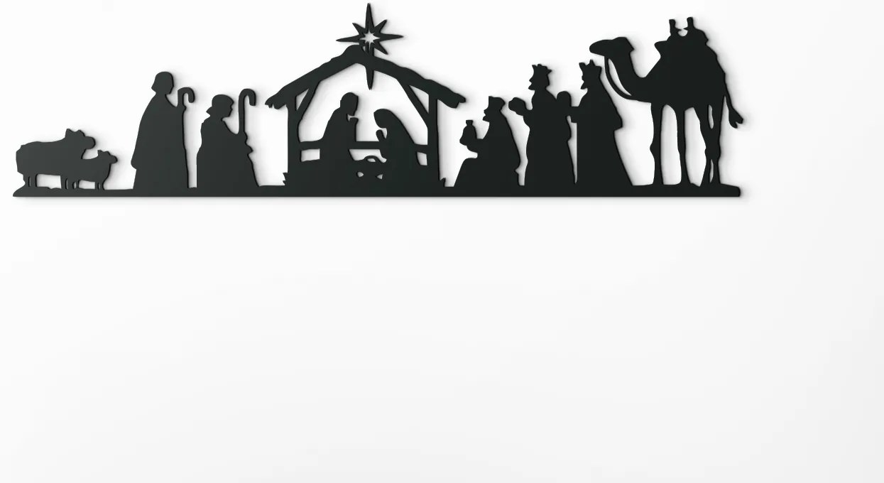 drevko Obraz na stenu Betlehem Rozmer obrazu: 11,5 x 44,5 cm, Farba dekorácie: Čierna