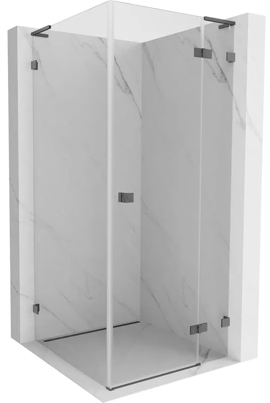 Mexen Lunar, L výklopný sprchový kút pravý 70 x 70 cm, 8mm číre sklo, profil grafit brúsený, 834L-070-070-66-00-P