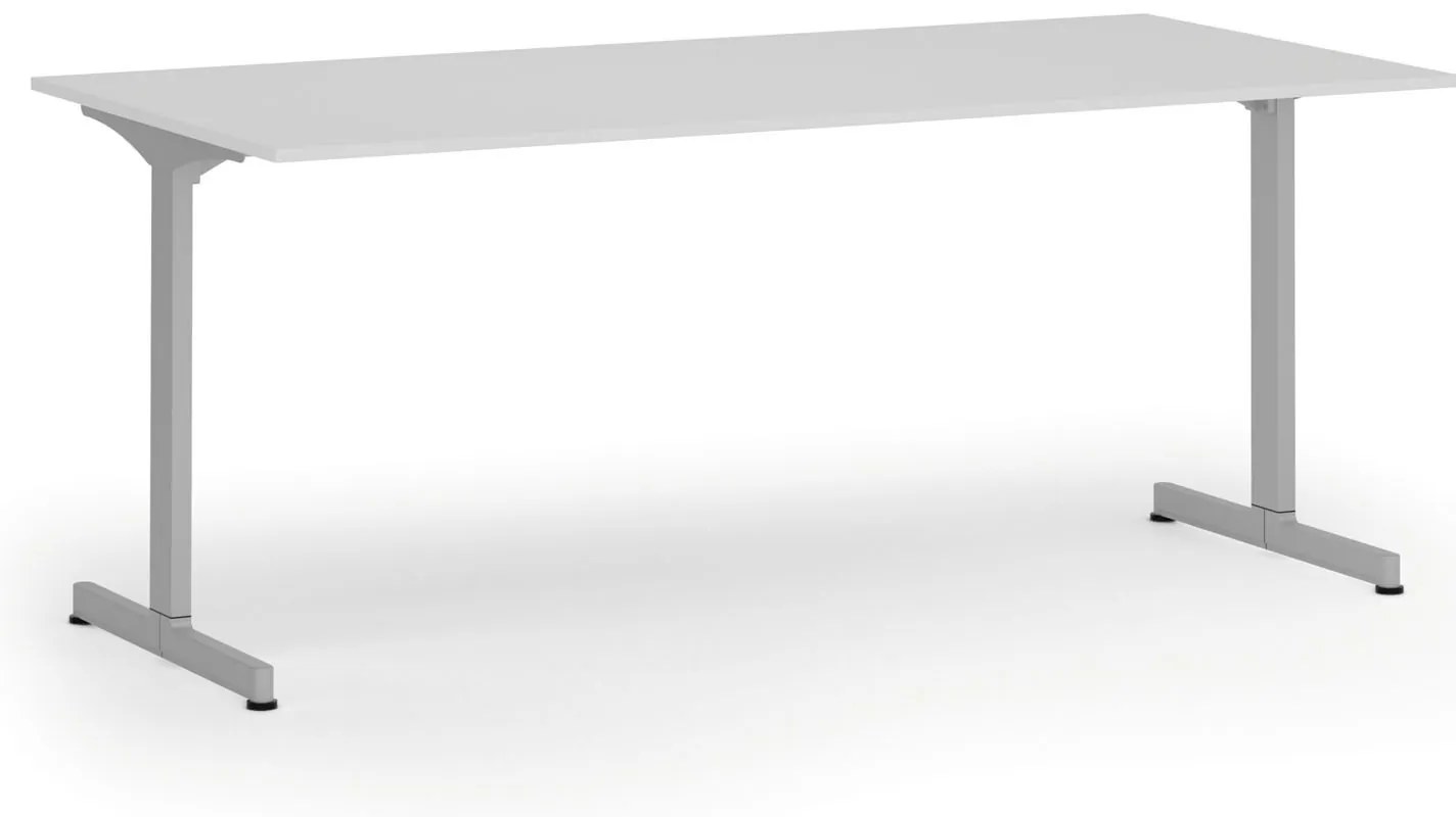 Kancelársky stôl PRIMO BETA, 180x90 cm, sivá podnož, biela