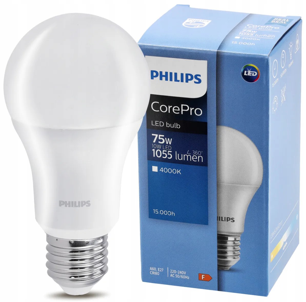 LED žiarovka Philips E27 - 10W - 1055 lm - studená biela - CorePro Premium A60