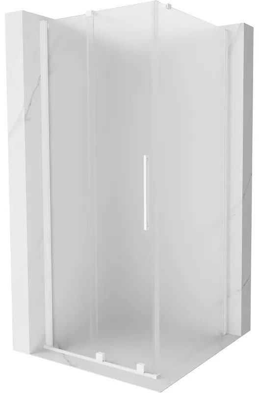 Mexen Velar, sprchový kút s posuvnými dverami 110 x 110 cm, 8mm sklo námraza, biela matná, 871-110-110-31-20