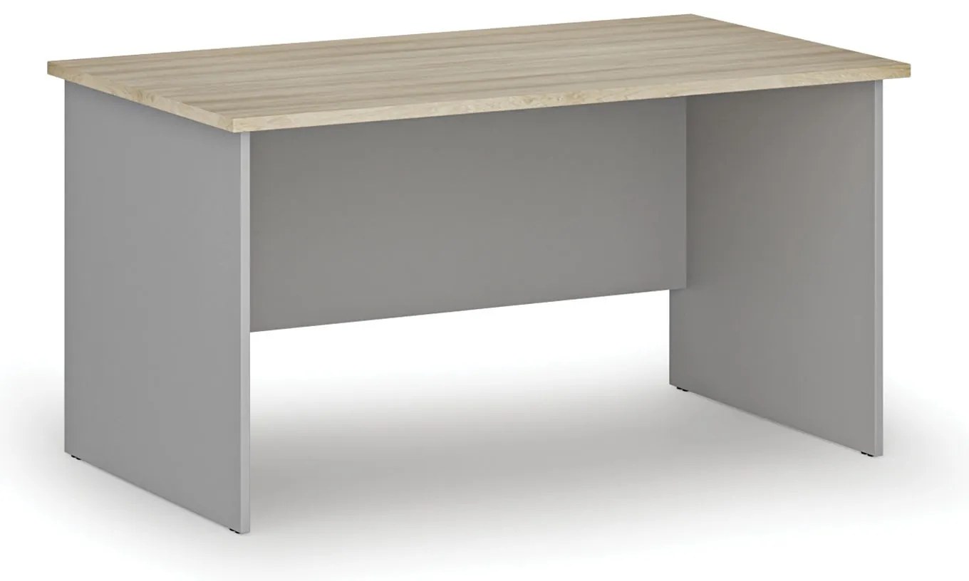 Kancelársky písací stôl PRIMO GRAY, 140x80 cm, sivá/dub prírodný