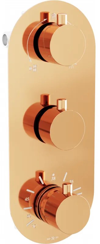 Mexen KAI - 3-VÝSTUPOVÁ PODOMIETKOVÁ SPRCHOVÁ BATÉRIA, ružové-zlato, 77603-60