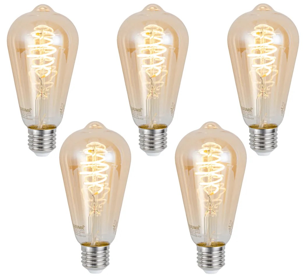 Sada 5 ks Inteligentné stmievateľné LED žiarovky E27 ST64 Jantárová 4,9 W 320 lm 2500 K