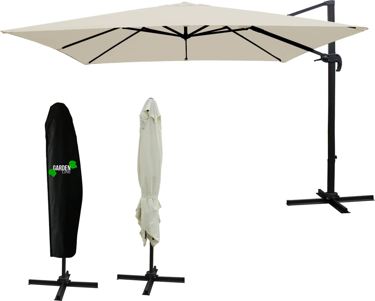 Garden Line ROMA GARDEN SLNEČNÍK 3 x 3 M BEŽOVÝ S OBALOM