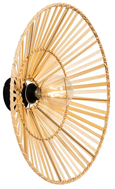 Orientálna nástenná lampa čierna s prírodným bambusom - Pua