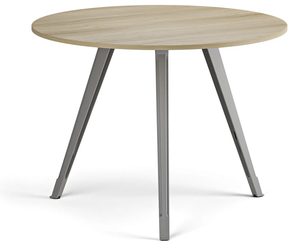 Konferenčný stôl PRIMO ZEN, priemer 120 cm, sivostrieborná podnož, dub prírodný