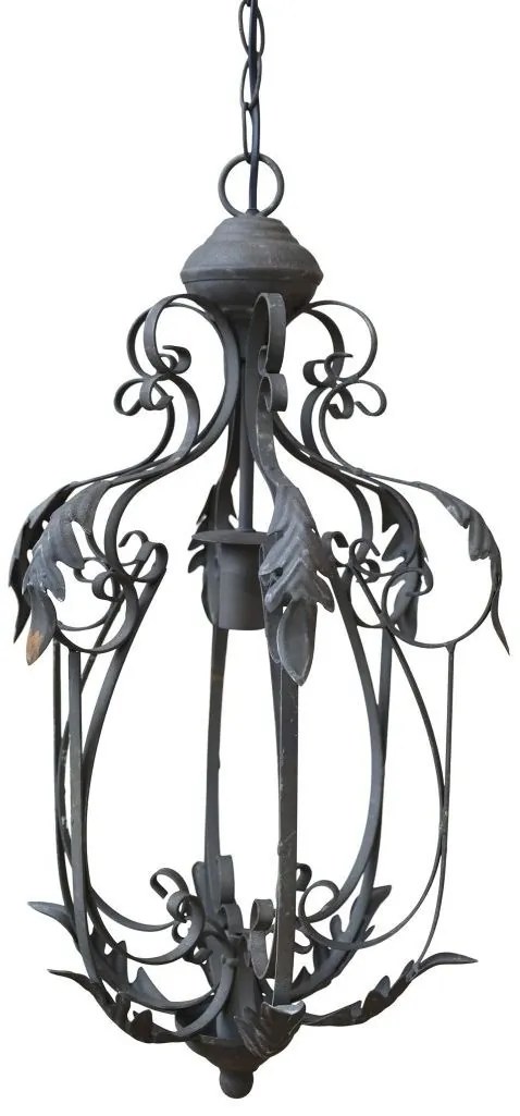 Šedý antik ručne vyrobený luster s listami Chillié - 31*52cm/E14/ 60W