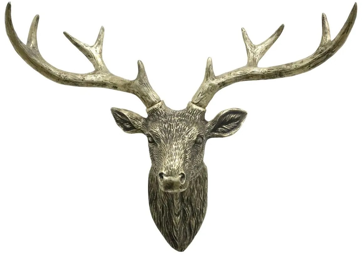 Mosadzná antik nástenná dekorácia hlava Jelen Deer - 50*19*40 cm
