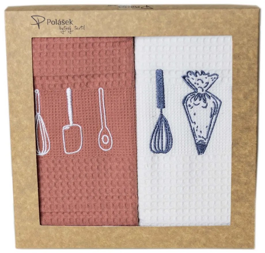 Polášek Vyšívaná vaflová utierka s motívom - 2 ks - Pomôcky na pečenie č. 1