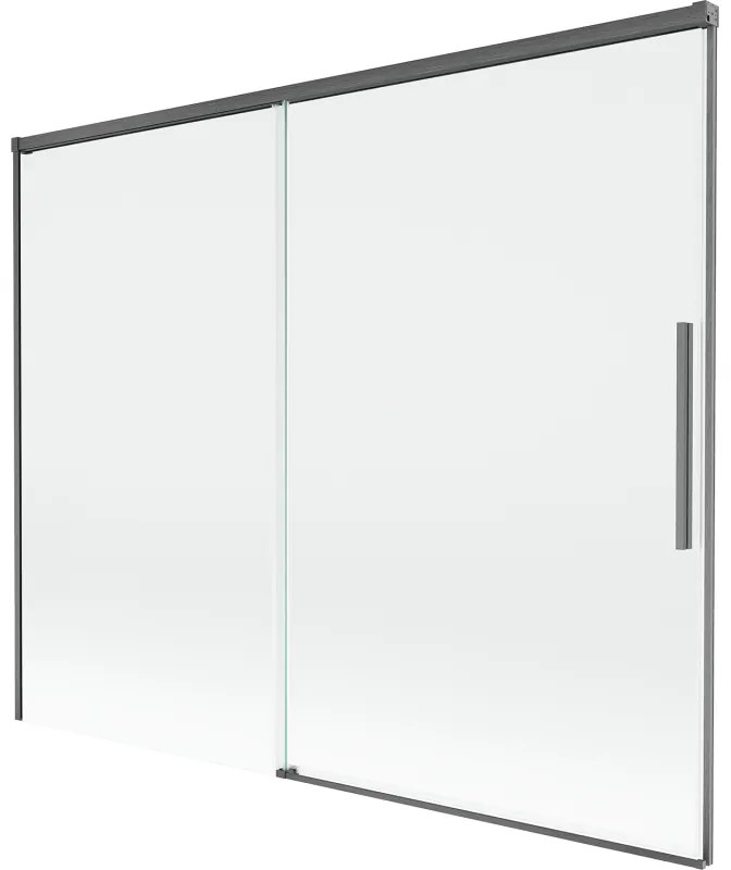 Mexen Rox, 2-krídlová posuvná vaňová zástena 190 x 150 cm, 8mm číre sklo, brúsený grafit profil, 8C9-190-001-66-00