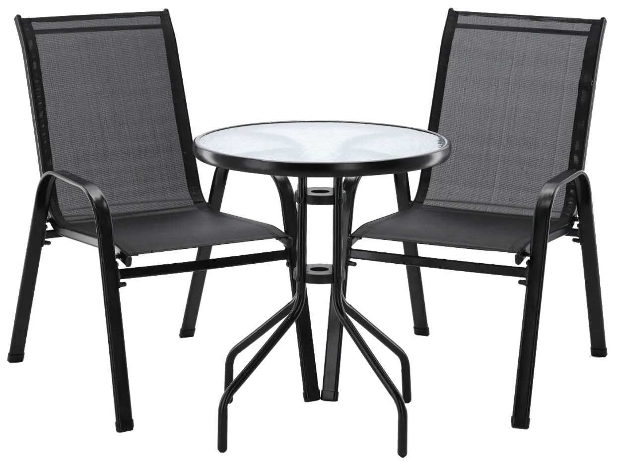 Balkónový set: 2 Stoličky a stolík - čierny
