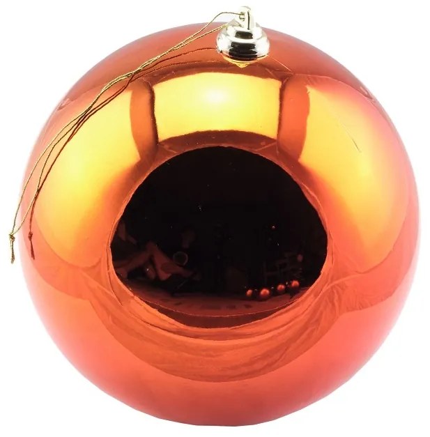 DECOLED Plastová guľa, priemer 20 cm, medená, lesklá