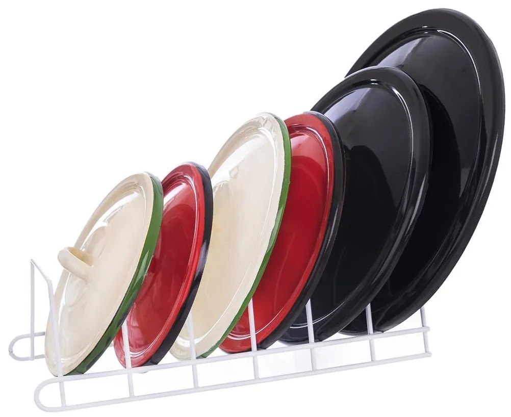 Držiak, stojan na pokrievky do zásuvky – 6 pozícií, biely