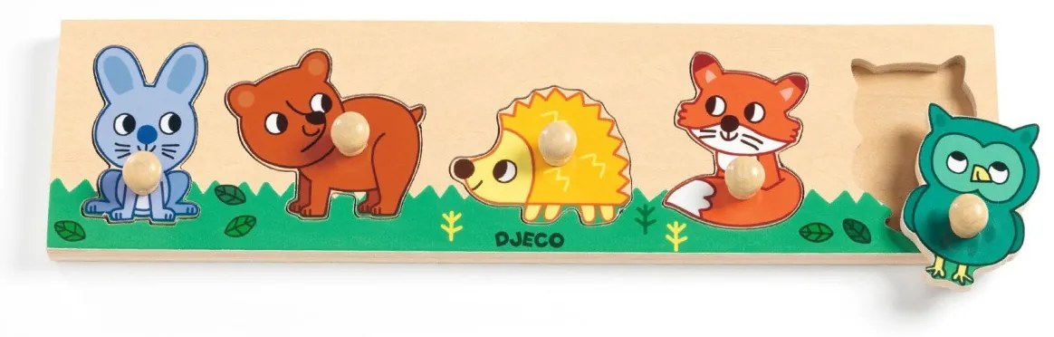 Drevené vkladacie puzzle - V lese