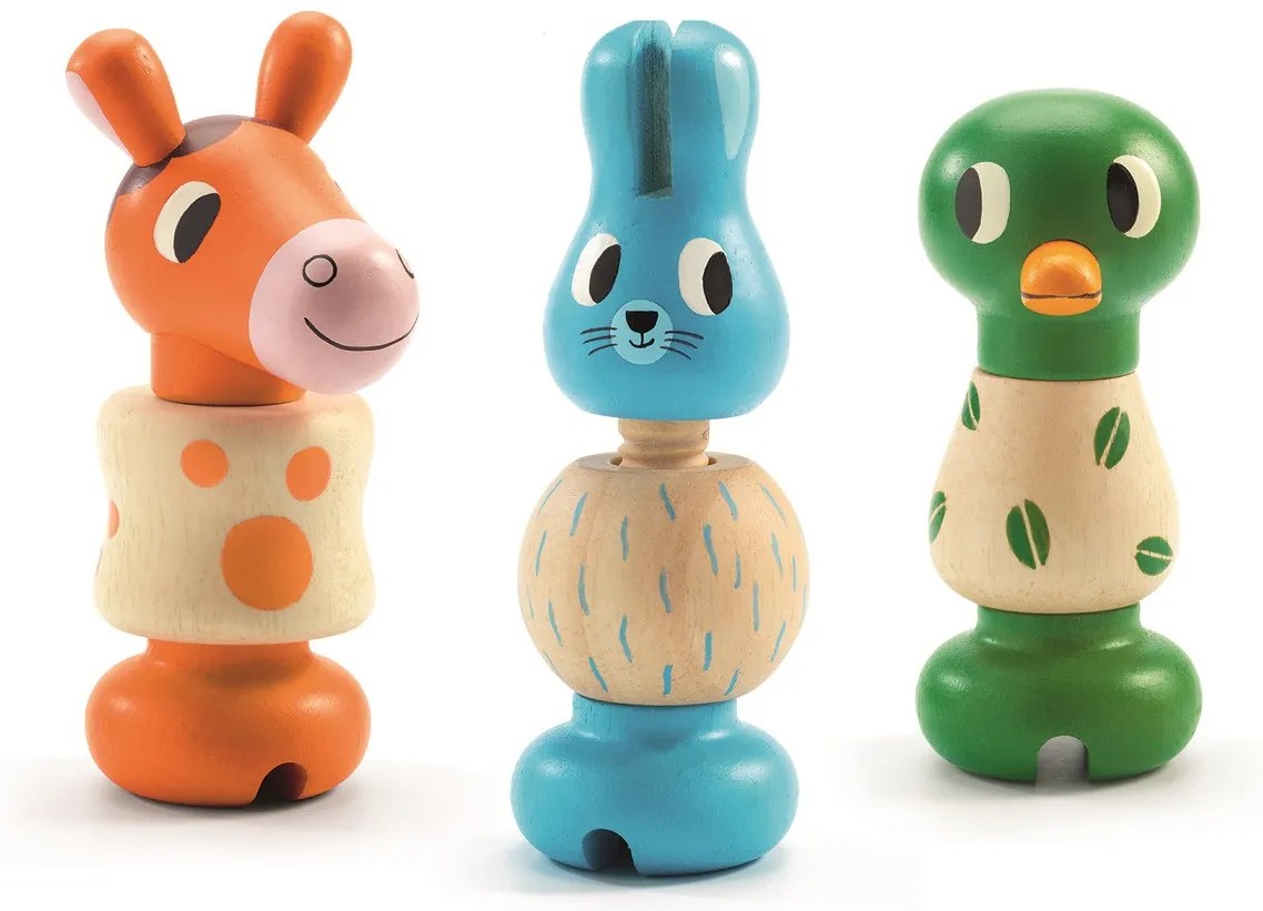 Drevené skrutkovanie – králik, koník, kačica
