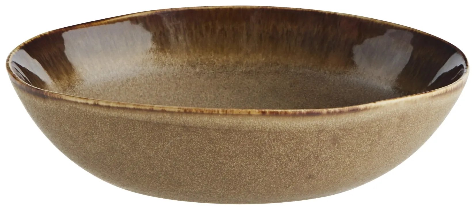 MADAM STOLTZ Hlboký kameninový tanier Brown 18 cm